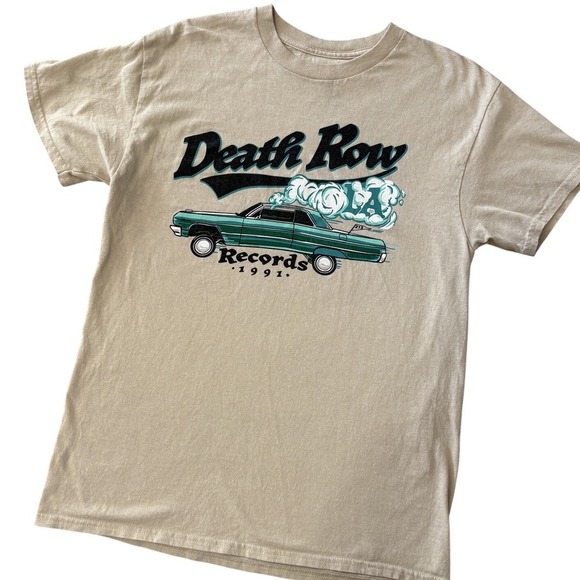 Death Row Records LA Graphic T Shirt Mens M Beige Short Sleeve Cotton Blend - Picture 1 of 3